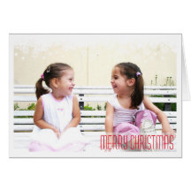 Falling snow flakes white border holiday photo card