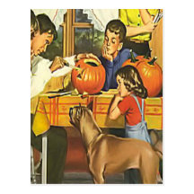 Family fun at Halloween Post Cards