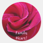 Family Heart! stickers Pink Rose Flower Spiral