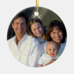 Family Photo Birds & Bird Cage on Damask Christmas Tree Ornament