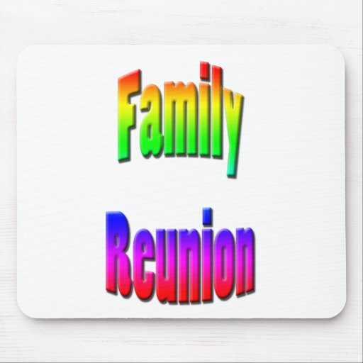 family reunion rainbow text mouse pad
