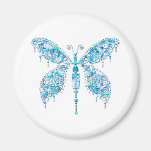 Fancy Blue Butterfly Fridge Magnets