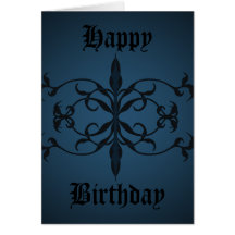 Fancy blue Gothic Birthday day to personalise Cards