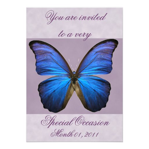 Fancy Blue Morpho Butterfly Invitations