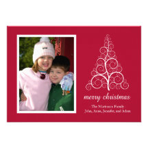 Fancy Christmas Tree Card (Burgandy) Announcements