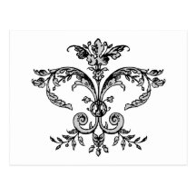 Fancy Fleurish BW Postcards