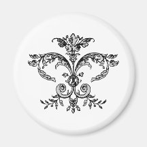 Fancy Fleurish BW Refrigerator Magnet