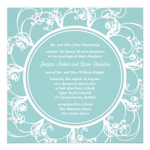 Fancy Floral Wedding Invitation (turquoise)