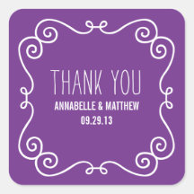 Fancy Frame Wedding Favor Labels Square Sticker