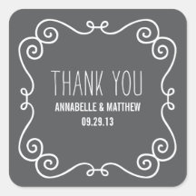 Fancy Frame Wedding Favor Labels Square Stickers