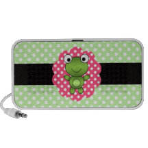 Fancy frog green white polka dots mini speakers