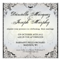 Fancy Gothic Bats Halloween Wedding Invitation