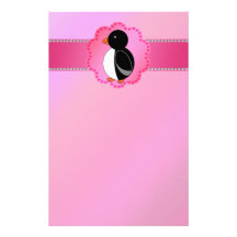 Fancy penguin pink stationery design