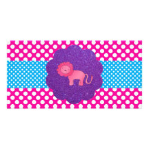 Fancy pink lion photo card template