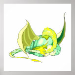 Fantasy Yellow Dragon Print