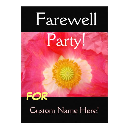 farewell party invitations cards pink poppy 17 cm x 22 cm