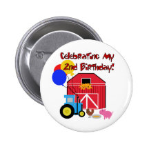 Farm 2nd Birthday Tshirts and Gifts Pinback Buttons
