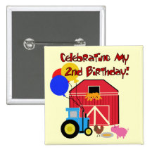 Farm 2nd Birthday Tshirts and Gifts Pinback Button