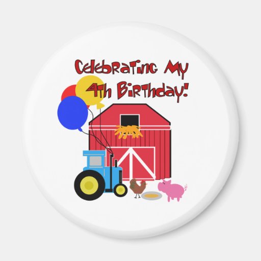 Farm 4th Birthday Refrigerator Magnets