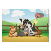 Farm Animal Jug Band Card (Blank Inside)
