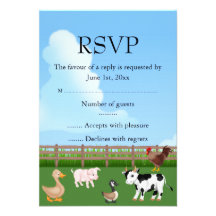 Farm Animal RSVP Custom Announcement