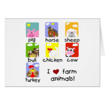 Farm Animals Tshirts and Gifts Greeting Cards