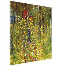 Farm Garden with Crucifix by Gustav Klimt Stretched Canvas Print