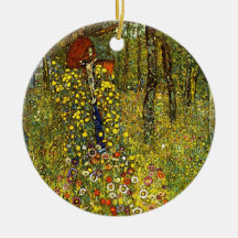 Farm Garden with Crucifix by Gustav Klimt Christmas Tree Ornament
