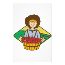 Farmer Boy Straw Hat Tomato Harvest Personalised Stationery