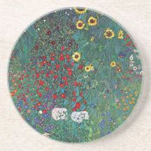 Farmergarden Sunflower, Klimt, Vintage Flowers Beverage Coasters
