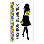 Fashion designer girl yellow purple panther print business card templates