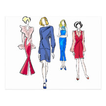 Fashion in Red and Blue Post Card
