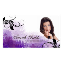 Fashion Model Photo Business Card - Purple Swirl