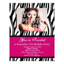 Fashion Pink Zebra Custom Party Invitations