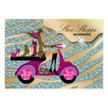 Fashion Shoes Jewellery Zebra Teal Jewel Glitter 8 Business Cards