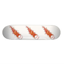 fast baseball on fire flames skate board deck
