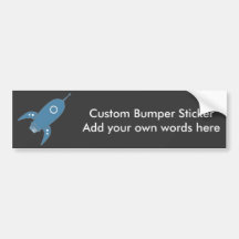 Fat Retro Rocket Ship Blue Bumper Stickers