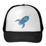 Fat Retro Rocket Ship Blue Hats