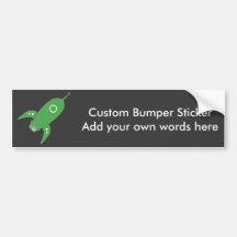 Fat Retro Rocket Ship Green Bumper Sticker