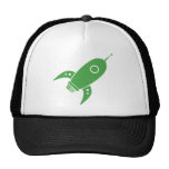 Fat Retro Rocket Ship Green Trucker Hats