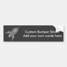 Fat Retro Rocket Ship Grey Grey Bumper Sticker