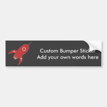 Fat Retro Rocket Ship Red Bumper Stickers