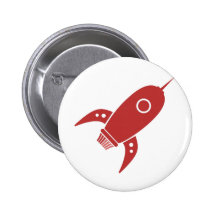Fat Retro Rocket Ship Red Button