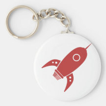 Fat Retro Rocket Ship Red Keychain