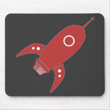 Fat Retro Rocket Ship Red Mousemats