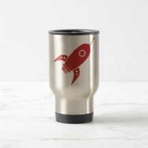 Fat Retro Rocket Ship Red Mugs
