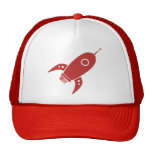 Fat Retro Rocket Ship Red Trucker Hats