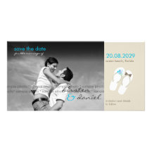 fatfatin Aqua Flip Flops Save Date Announcement Personalised Photo Card