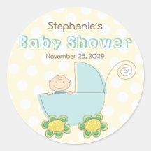 fatfatin Baby Boy & Pram Baby Shower Stickers