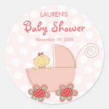 fatfatin Baby Girl & Pram Baby Shower Stickers